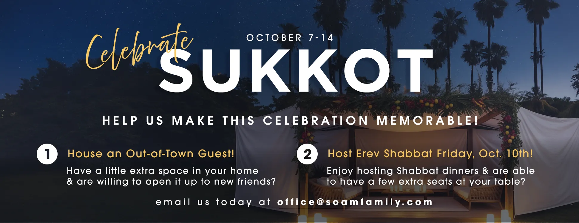 Celebrate Sukkot with the Seed of Abraham Fellowship.